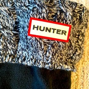 Hunter 6 Stitch cable boot sock - black